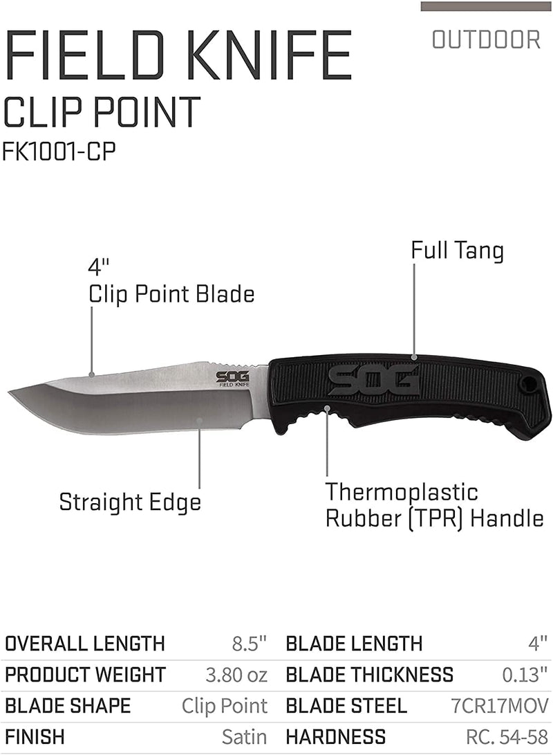 SOG Faca de sobrevivência com bainha – Faca de campo com lâmina fixa